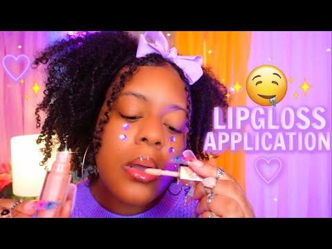 ASMR ♡ Lipgloss Application 🎀✨Lip Smacking, Mouth Sounds, Pumping  ✨