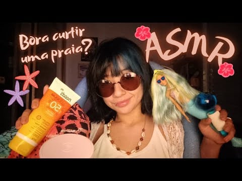 ASMR TE PREPARANDO PARA CURTIR UMA PRAIA (roleplay + ondas do mar) 🏝️🌞