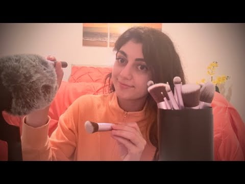 ASMR mic brushing and brushing your face to sleep💤