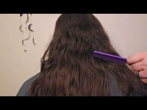 💙 ASMR Hair Parting, Hair Placing and Hair Brushing on Damp Hair 💙