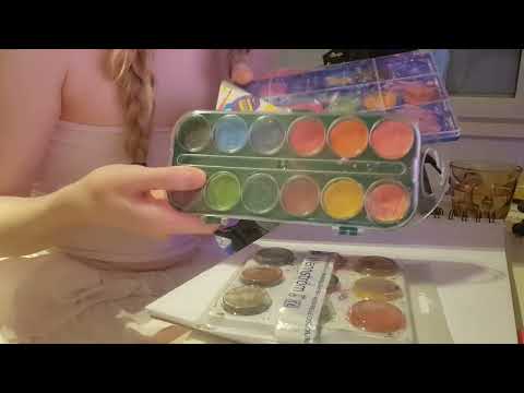 asmr watercolor painting with whispering