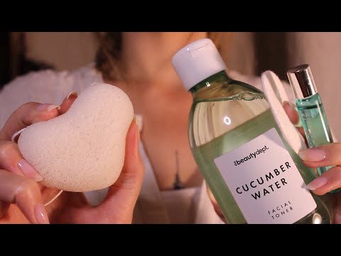 ASMR Refreshing Makeup Removal & Skincare 🥝 No talking, layered sounds 