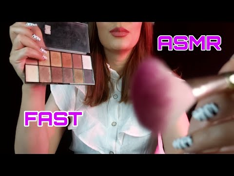 asmr fast and aggressive doing your makeup but no talking , inaudible whispering and mouth sounds