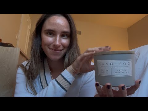 ASMR Tapping on my new candles🕯️(glass tapping, wood sounds, and relaxing whispers)