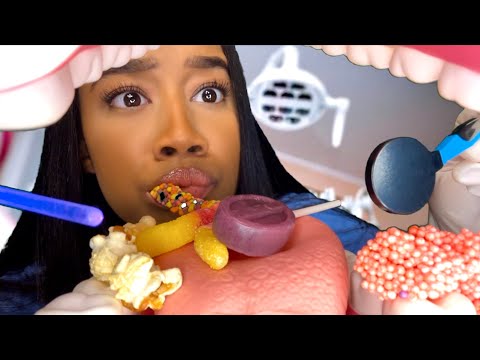 ASMR Dentist Cleans Your Teeth and Eats The Candy & Snacks Out Of It 🦷🍫 ASMR Dentist Role-play