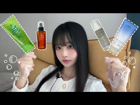 [No talking] 팅글주의⚠️ 촉촉한 손소리 모음집☁ | 미스트, 오일, 수딩젤, 폼클렌징🫧