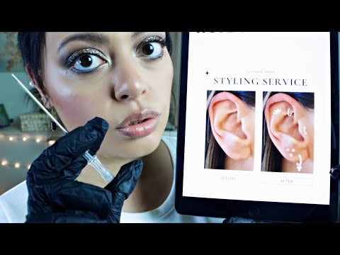 ASMR| EAR STYLIST Piercing Consultation RP (PERSONAL ATTENTION) Glove Sounds, iPad Sounds & more