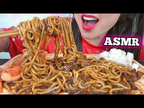 ASMR FRESH BLACKBEAN NOODLES + KIMCHI PICKLE RADDISH (EATING SOUNDS) NO TALKING | SAS-ASMR