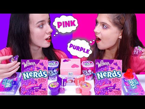 Pink Food VS Purple Food Challenge (Hubba Bubba, Tik Tok Jelly) MUKBANG by LiLiBu