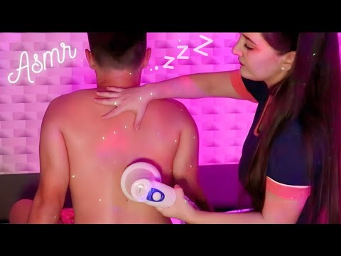 ASMR APLICADO: MASSAGEM RELAXANTE COMPLETA NAS COSTAS 💤 (sons de creme, tapping, líquido, etc.)