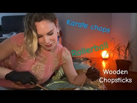 [ASMR] Fast & Aggressive Back Massage With Gloves ( Back Tracing With Chopsticks, Karate Chops)