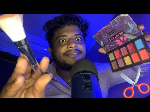 ASMR Fast And Aggressive Doing Your Makeup 💄 || ASMR Haircut Roleplay ✂️