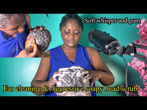 ASMR ✨Soft whisper aggressive soap scrub massage on my sister with gum cracking for deep sleep