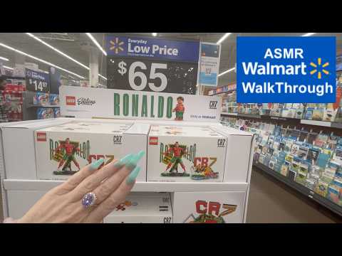 ASMR Gum Chewing Walmart Walk Through | Whispered Voice Over With Background Sounds & Tapping