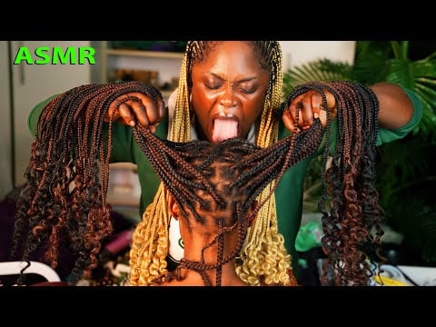 INSOMNIA? ASMR intense spit paint, mouth sound, deep Indian head massage on braid, no gum triggers 