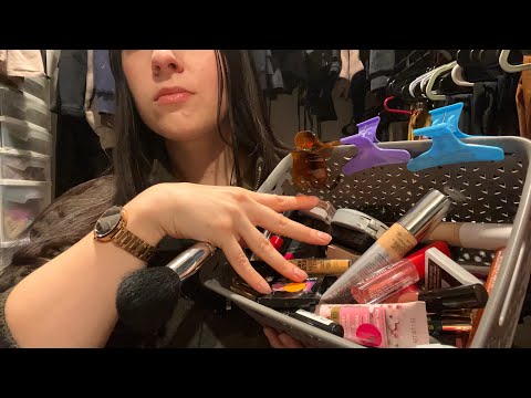 ASMR BFF Makeover Pt 1 | Doing Your Makeup (rummaging & realistic sounds)