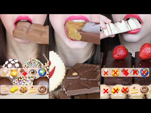 asmr POPULAR CHOCOLATE ICE CREAM BARS, EMOJI FOOD DESSERT Compilation MUKBANG 리얼사운드 먹방 eating sounds