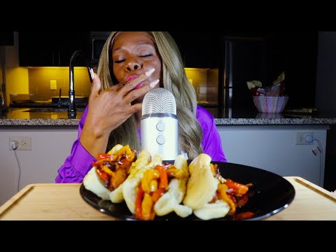 Roasted Pepper Hotdogs ASMR Eating Sounds
