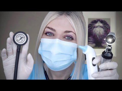 ASMR Doctor Home Visit for Tonsillitis - Relaxing Audio - Otoscope Ear Exam, Stethoscope, Gloves