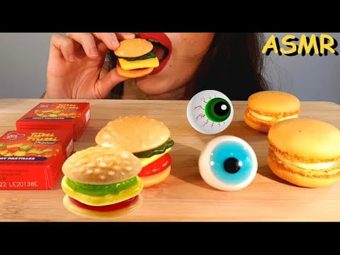 ASMR | Eating Burger Gummy and Sweet Jelly Eye  | Jelly Mukbang | No Talking | Lady M. ASMR