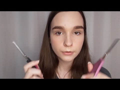 ASMR PENTEANDO SEU CABELO E CORTANDO COM 2 TESOURAS