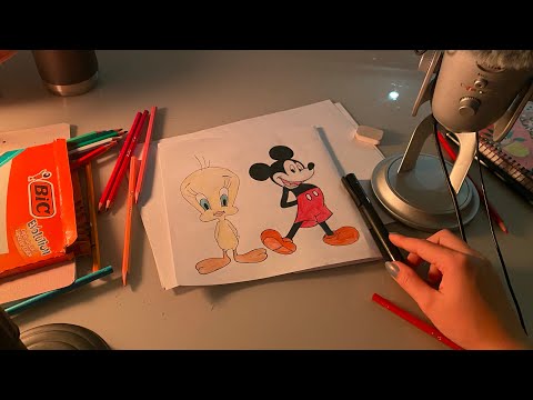 ASMR DESENHANDO E PINTANDO O PIUPIU (SUSSURROS) #asmr #drawing