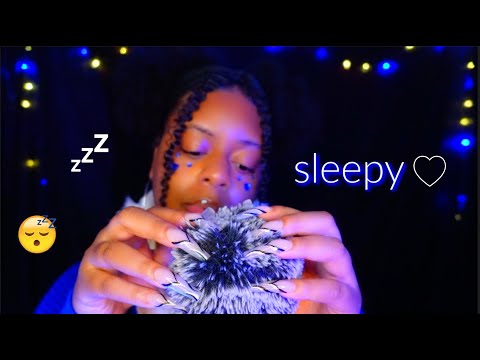 ASMR ✨💤sleeeepy mic scratching + sleepy trigger words & whispers..♡🌙 (close ear-to-ear attention)