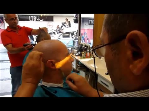 💈 Turkish barber shave and haircut straight razor and fire - ASMR video