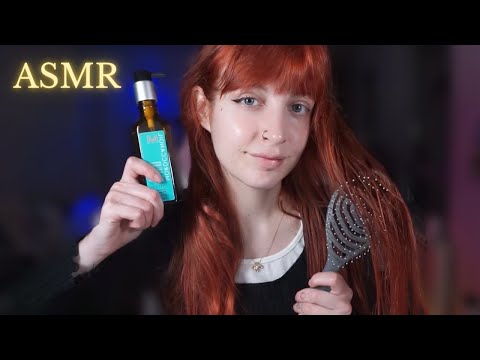 ASMR PELUQUERIA a mi misma con SONIDOS de PEINE, SECADOR Y ACEITE | asmr no talking