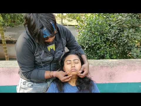 Beautiful Indian lady asmr Head and upper body massage with neck cracking