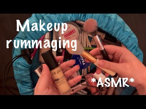 ASMR // 20 minutes of rummaging through makeup 💄🎀 *no talking*