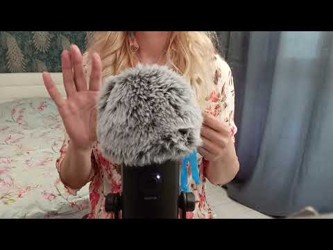 ASMR Pure Tingles:  Blue  Gloves &  Fluffy Mic (No Talking)