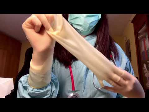 ASMR latex gloves try on