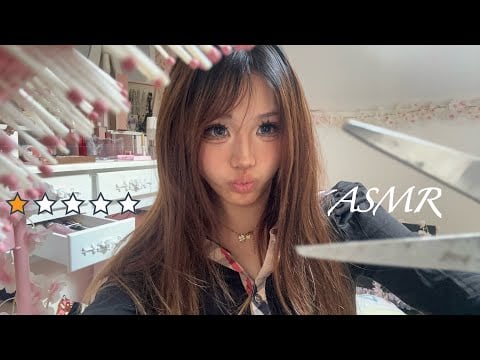 ASMR 1 ⭐️ review hairdresser gives you a haircut (you’re half bald) 🧑‍🦲 roleplay
