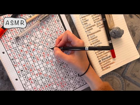 ASMR writing sounds - CREATING a Wordsearch Puzzle - Page Flipping, writing sounds, whispers