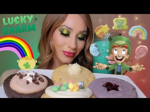 ASMR St. Patrick's Day CRUMBL COOKIES!! 🍀🎩🌈🪙 *Mukbang*