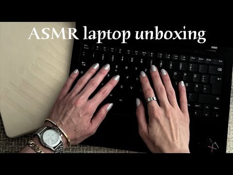 ASMR 🌙 Lenovo laptop unboxing - Cardboard and keyboard tapping (no talking)
