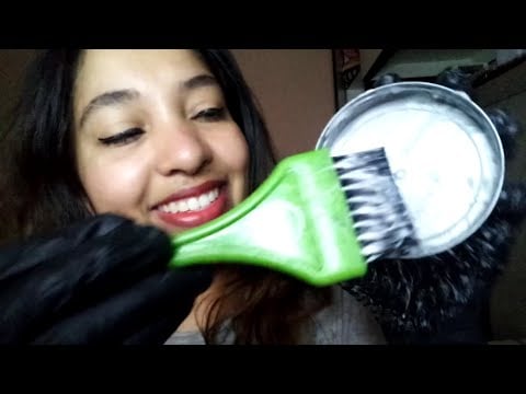 ASMR Pintando seu cabelo, luvas, pincel, tinta, água, no modo mais rápido e agressivo (eu tentei 😅)