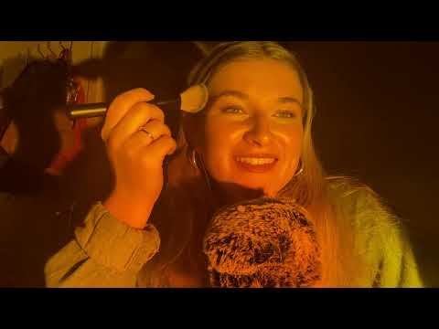 asmr to help you fall asleep (slow whispering and mic brushing)