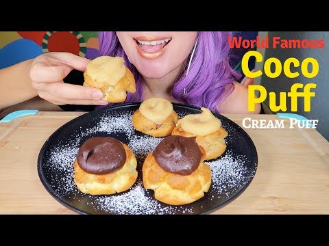 ASMR Liliha bakery Coco puff (Cream Puff) Eating sound | 하와이 맛집. 릴리하 베이커리 코코펍 (크림 슈) 리얼 사운드 먹방