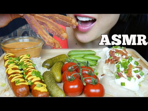 ASMR JALAPENO CHEESE SAUSAGE + PIEROGI + VEGGIES AND CHEESE DIP (EATING SOUND) NO TALKING | SAS-ASMR