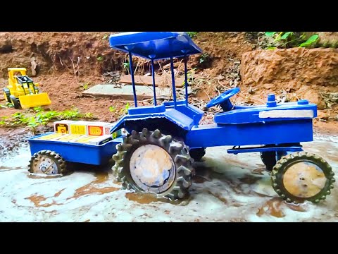 mini Swaraj tractor stuck in mud jcb Loading matchboxes help HMT tractor Video