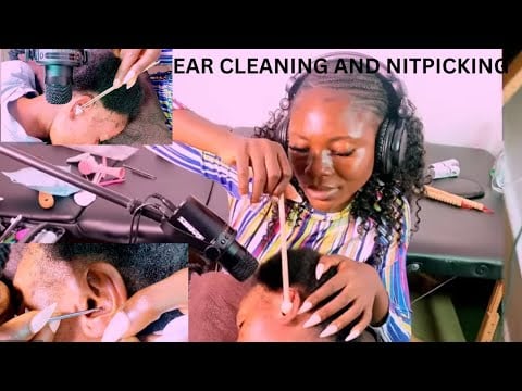 ASMR  long nails ear cleaning & hair nitpicking, ear holeflossing, scalp scratches with soft whisper