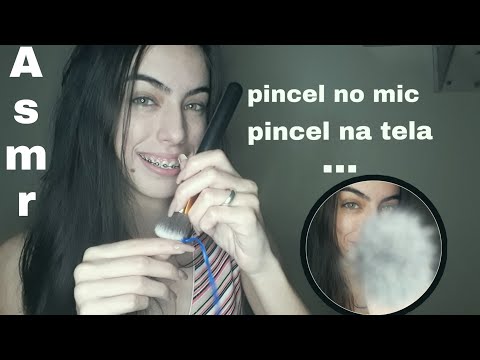 *Asmr* meus gatilhos preferidos (sons de boca+pincel no microfone+ toque na tela)