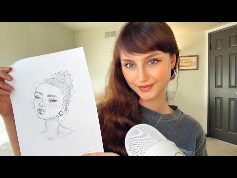 ASMR ~ Drawing & Mouth Sounds (gum chewing, tongue clicking, pencil & paper sounds, sketching)