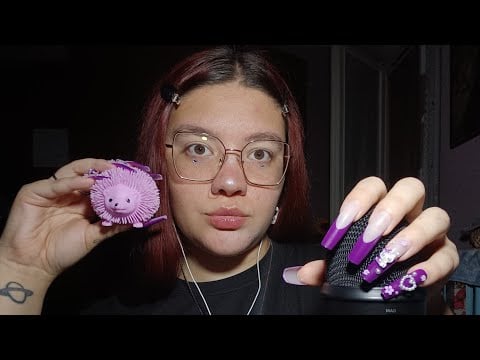 HELLO KITTY ULTRA LONG NAILS (Mouth Sounds, Visual Triggers, Tapping, Mic scratching) 😴💜 | ASMR ITA