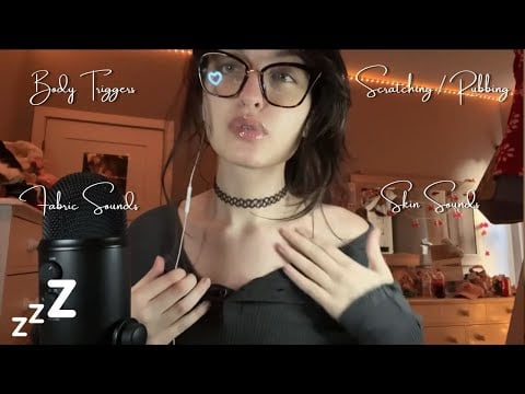 Beebee ASMR Skin Rubbing & Scratching Pt3 Compilation | Body Triggers, Collarbone, Fabric Scratching