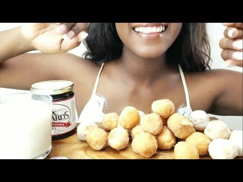 ASMR Eating Sounds: Assorted Vegan Donuts & Chocolate Sauce/ No talking