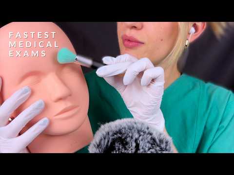 ASMR | Fast Medical Exam - 4 medical RPs (face exam, visual eye exam, measuring, personal attention)