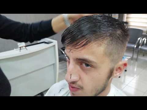 ASMR Turkish Barber Skin fade haircut hair wash and head massage with scissors and machine (RECEP)